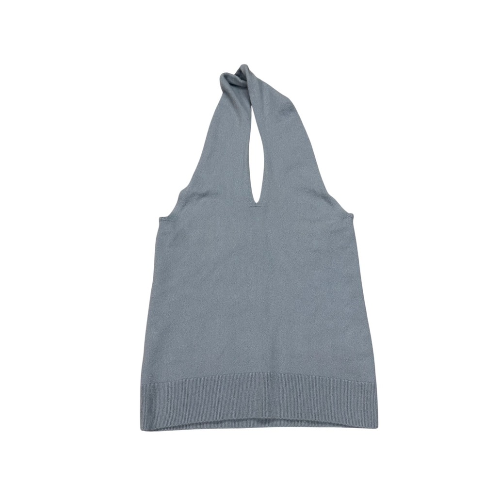 Banana Republic 100% Cashmere Halter Top Light Blue XS V-Neck Knit Sleeveless